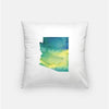 Arizona state watercolor - Pillow | Square / Yellow + Teal - State Watercolor