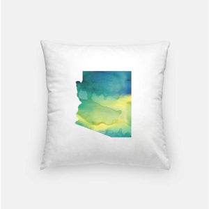 Arizona state watercolor - Pillow | Square / Yellow + Teal - State Watercolor