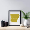 Arkansas ’home’ state silhouette - 5x7 Unframed Print / GoldenRod - Home Silhouette