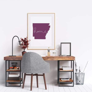 Arkansas ’home’ state silhouette - 5x7 Unframed Print / Purple - Home Silhouette