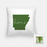 Arkansas ’home’ state silhouette - Pillow | Square / DarkGreen - Home Silhouette