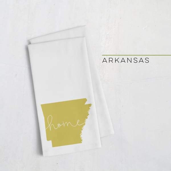 Arkansas ’home’ state silhouette - Tea Towel / GoldenRod - Home Silhouette