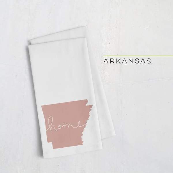 Arkansas ’home’ state silhouette - Tea Towel / RosyBrown - Home Silhouette
