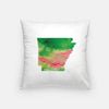 Arkansas state watercolor - Pillow | Square / Pink + Green - State Watercolor