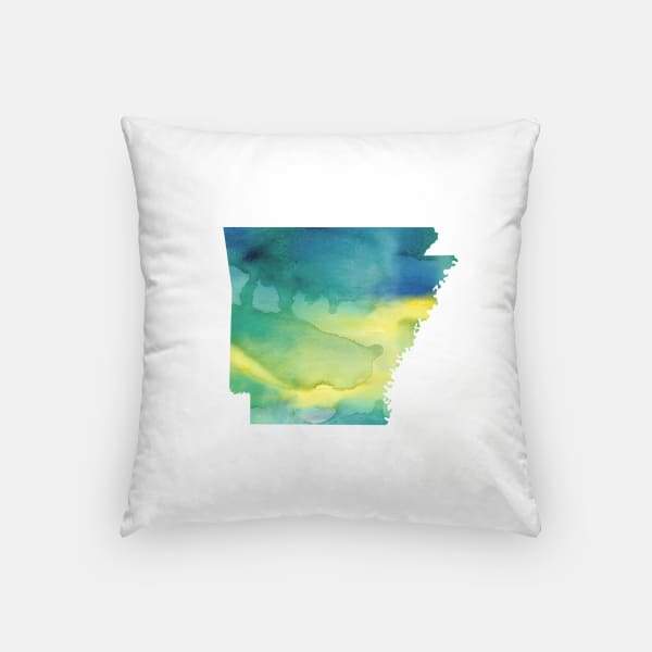 Arkansas state watercolor - Pillow | Square / Yellow + Teal - State Watercolor