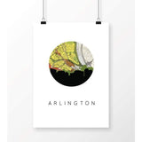 Arlington Virginia city skyline with vintage Arlington Virginia map - 5x7 Unframed Print - City Map Skyline