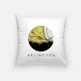 Arlington Virginia city skyline with vintage Arlington Virginia map - Pillow | Square - City Map Skyline