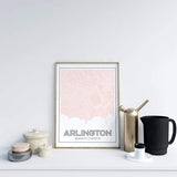 Arlington Virginia road map and skyline - 5x7 Unframed Print / MistyRose - Road Map and Skyline