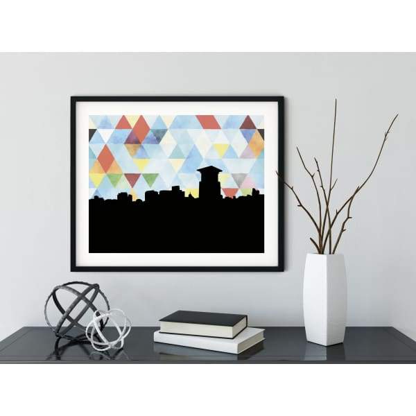 Arusha Tanzania geometric skyline - 5x7 Unframed Print / LightSkyBlue - Geometric Skyline