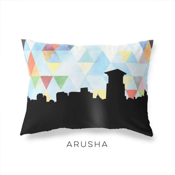 Arusha Tanzania geometric skyline - Pillow | Lumbar / LightSkyBlue - Geometric Skyline