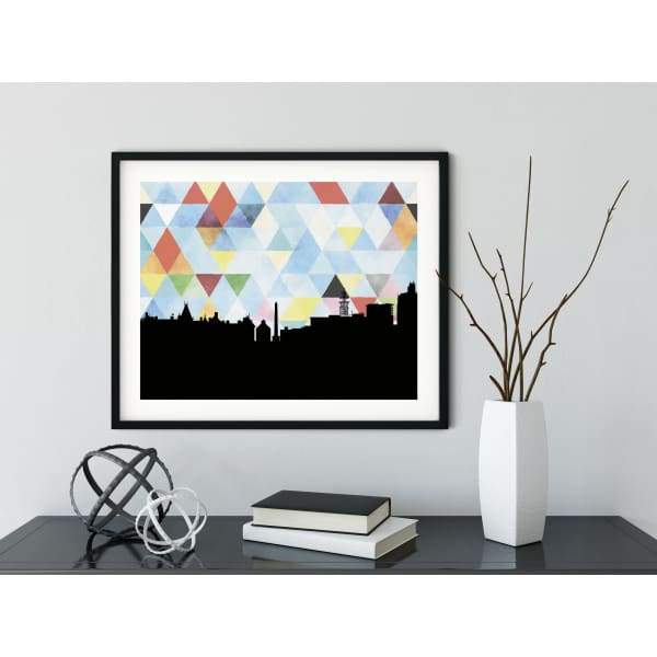 Asheville North Carolina geometric skyline - 5x7 Unframed Print / LightSkyBlue - Geometric Skyline