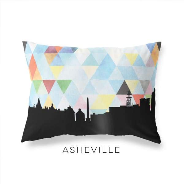 Asheville North Carolina geometric skyline - Pillow | Lumbar / LightSkyBlue - Geometric Skyline