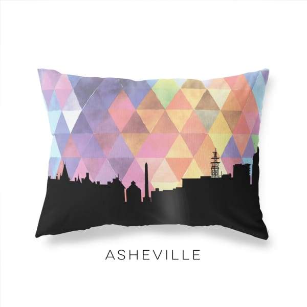 Asheville North Carolina geometric skyline - Pillow | Lumbar / RebeccaPurple - Geometric Skyline