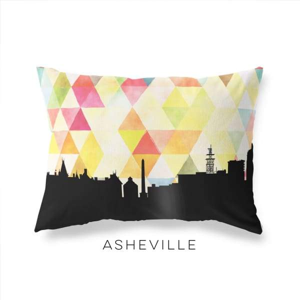 Asheville North Carolina geometric skyline - Pillow | Lumbar / Yellow - Geometric Skyline