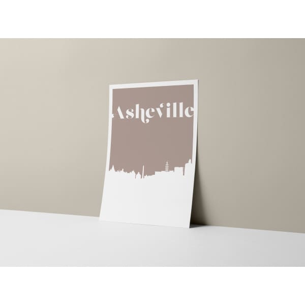 Asheville North Carolina retro inspired city skyline - 5x7 Unframed Print / Tan - Retro Skyline