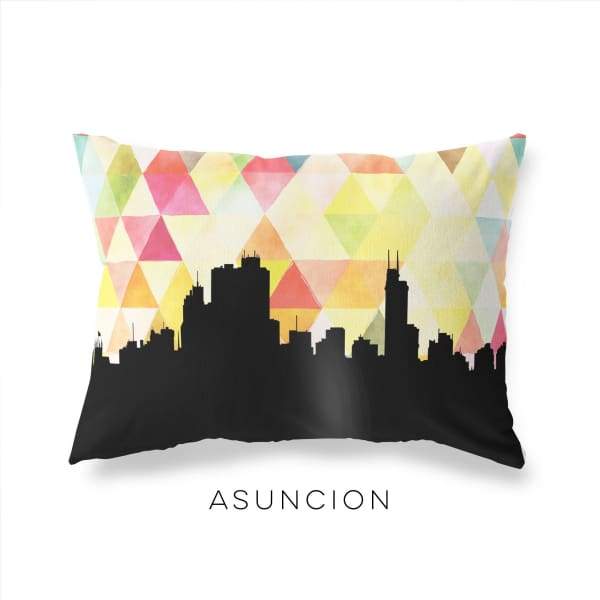 Asuncion Paraguay geometric skyline - Pillow | Lumbar / Yellow - Geometric Skyline