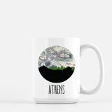 Athens Greece city skyline with vintage Athens map - Mug | 15 oz - City Map Skyline