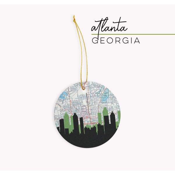Atlanta Georgia city skyline with vintage Atlanta map - City Map Skyline