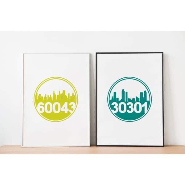 Atlanta Georgia colorblocked ZIP code and skyline - ZIP Code