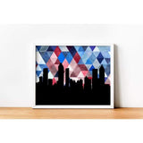 Atlanta Georgia geometric skyline - 5x7 Unframed Print / Blue and Red - Geometric Skyline