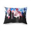 Atlanta Georgia geometric skyline - Pillow | Lumbar / Blue and Red - Geometric Skyline
