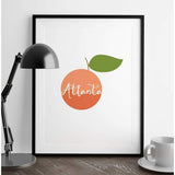Atlanta Georgia peach - 5x7 Unframed Print - Handlettered