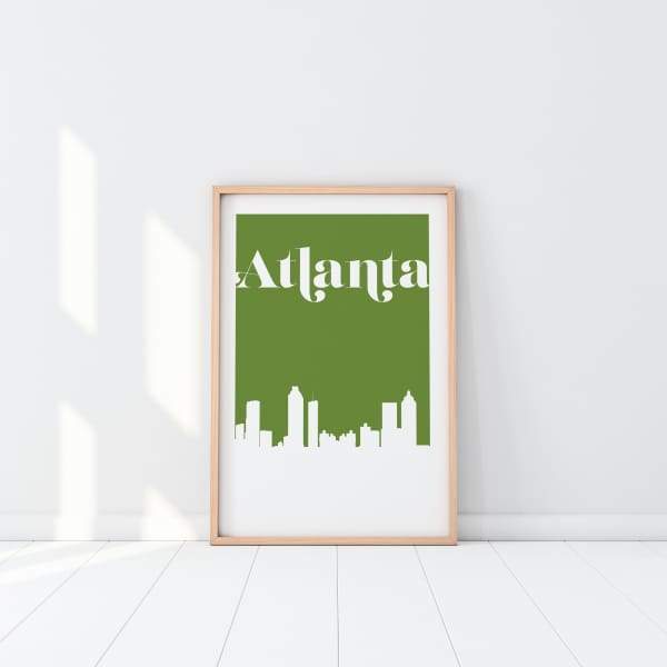Atlanta Georgia retro inspired city skyline - 5x7 Unframed Print / ForestGreen - Retro Skyline
