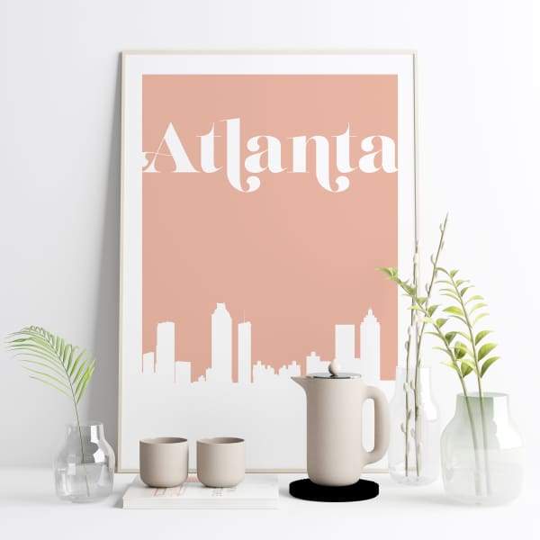 Atlanta Georgia retro inspired city skyline - 5x7 Unframed Print / MistyRose - Retro Skyline