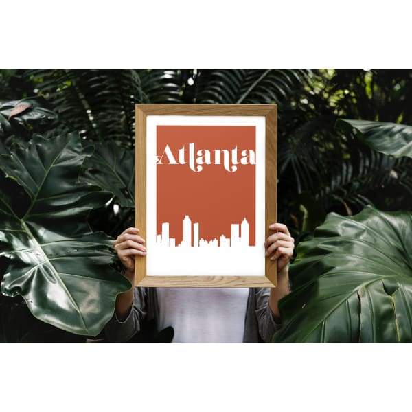Atlanta Georgia retro inspired city skyline - 5x7 Unframed Print / Sienna - Retro Skyline