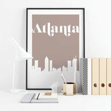 Atlanta Georgia retro inspired city skyline - 5x7 Unframed Print / Tan - Retro Skyline
