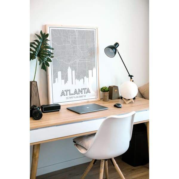 Atlanta Georgia skyline and map - 5x7 Unframed Print / Silver - Road Map and Skyline