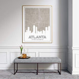 Atlanta Georgia skyline and map - 5x7 Unframed Print / Tan - Road Map and Skyline