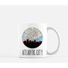 Atlantic City New Jersey city skyline with vintage Atlantic City map - Mug | 11 oz - City Map Skyline