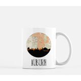 Auburn Alabama city skyline with vintage Auburn map - Mug | 11 oz - City Map Skyline