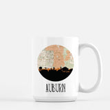 Auburn Alabama city skyline with vintage Auburn map - Mug | 15 oz - City Map Skyline