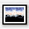 Auburn Alabama geometric skyline - 5x7 Unframed Print / Orange + Blue - Geometric Skyline