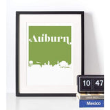 Auburn Alabama retro inspired city skyline - 5x7 Unframed Print / ForestGreen - Retro Skyline