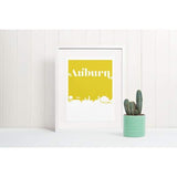 Auburn Alabama retro inspired city skyline - 5x7 Unframed Print / Khaki - Retro Skyline