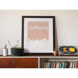 Auburn Alabama retro inspired city skyline - 5x7 Unframed Print / MistyRose - Retro Skyline