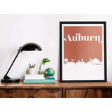 Auburn Alabama retro inspired city skyline - 5x7 Unframed Print / Sienna - Retro Skyline