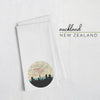 Auckland New Zealand city skyline with vintage Auckland map - Tea Towel - City Map Skyline