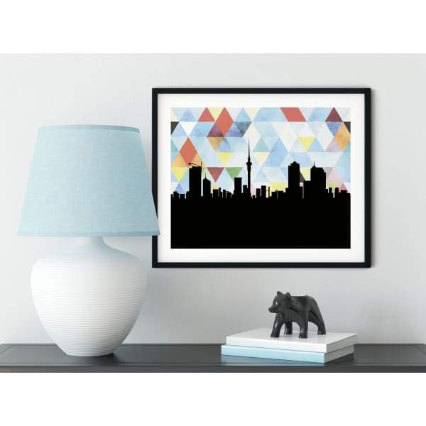 Auckland New Zealand geometric skyline - 5x7 Unframed Print / LightSkyBlue - Geometric Skyline