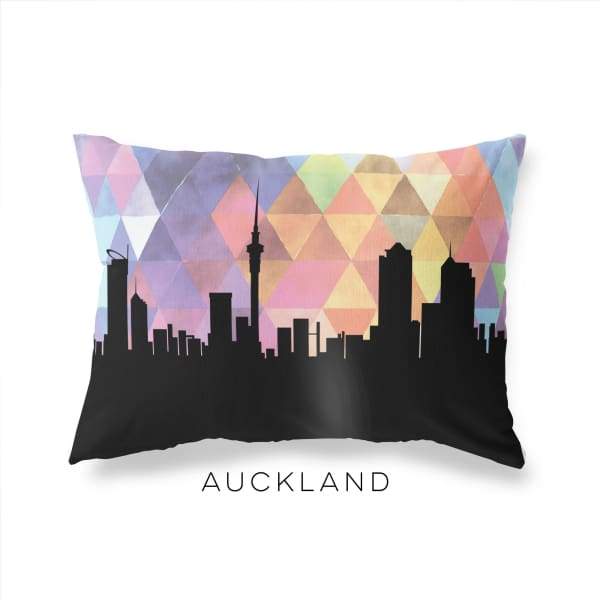 Auckland New Zealand geometric skyline - Pillow | Lumbar / RebeccaPurple - Geometric Skyline