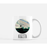 Augusta Georgia city skyline with vintage Augusta map - Mug | 11 oz - City Map Skyline