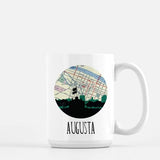 Augusta Georgia city skyline with vintage Augusta map - Mug | 15 oz - City Map Skyline