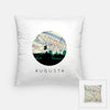 Augusta Georgia city skyline with vintage Augusta map - Pillow | Square - City Map Skyline