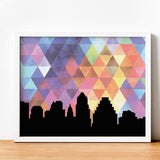 Austin Texas geometric skyline - 5x7 Unframed Print / RebeccaPurple - Geometric Skyline