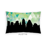 Austin Texas geometric skyline - Pillow | Lumbar / Green - Geometric Skyline