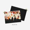 Austin Texas geometric skyline - Pouch | Small / Chocolate - Geometric Skyline