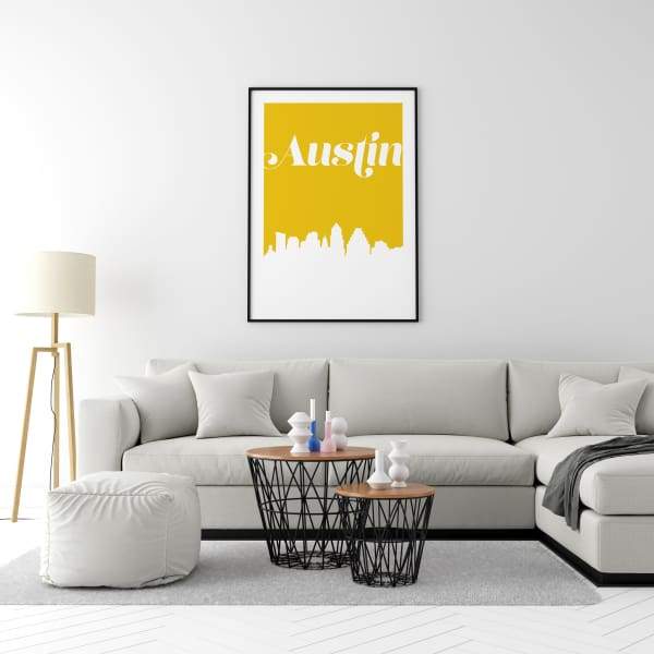 Austin Texas retro inspired city skyline - 5x7 Unframed Print / Khaki - Retro Skyline
